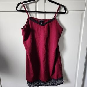 2/20$ STREETWEAR SOCIETY wine Red burgundy lace baby doll dress, Size L